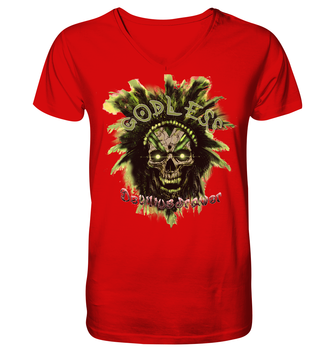 Deviliusdrawer Godless Skull - V-Neck Shirt