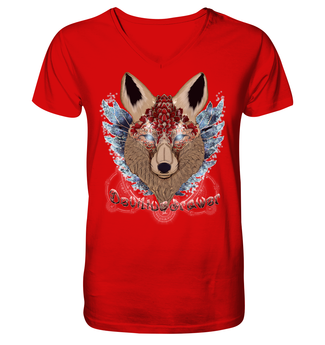 Deviliusdrawer Diamond Kitsune - V-Neck Shirt