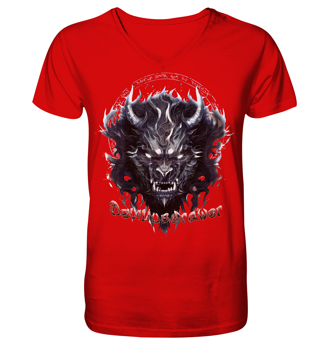 Deviliusdrawer Dark Wolf Mask - V-Neck Shirt