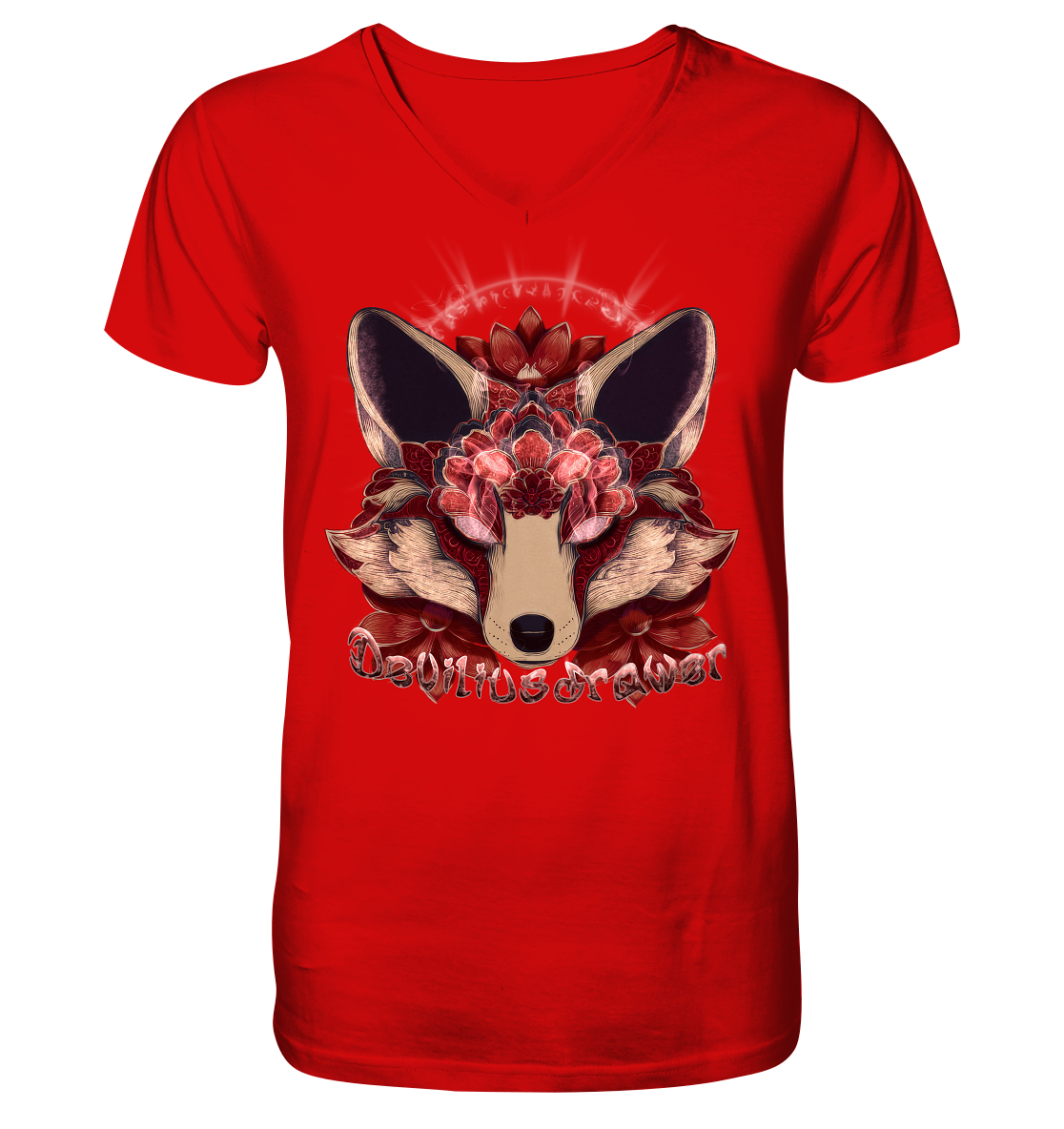 Deviliusdrawer Fire Kitsune - V-Neck Shirt