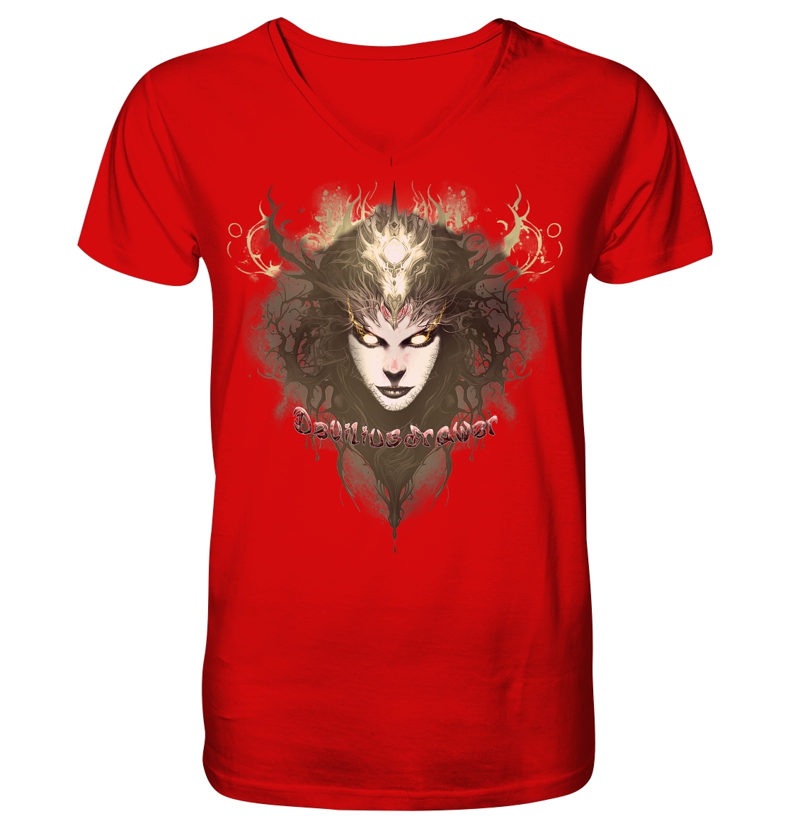 Deviliusdrawer Golden Demonica - V-Neck Shirt
