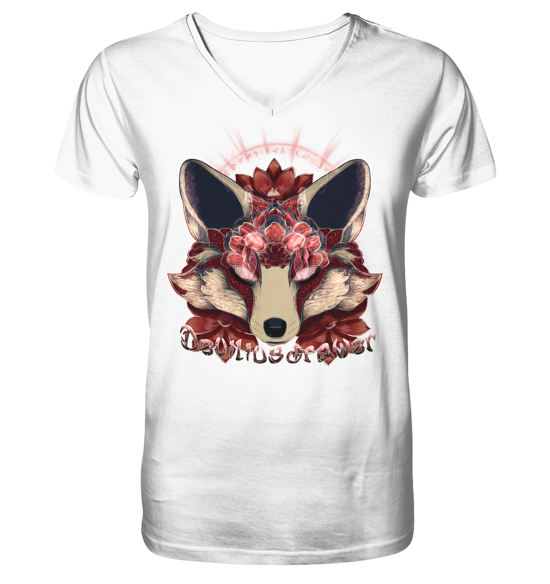 Deviliusdrawer Fire Kitsune - V-Neck Shirt
