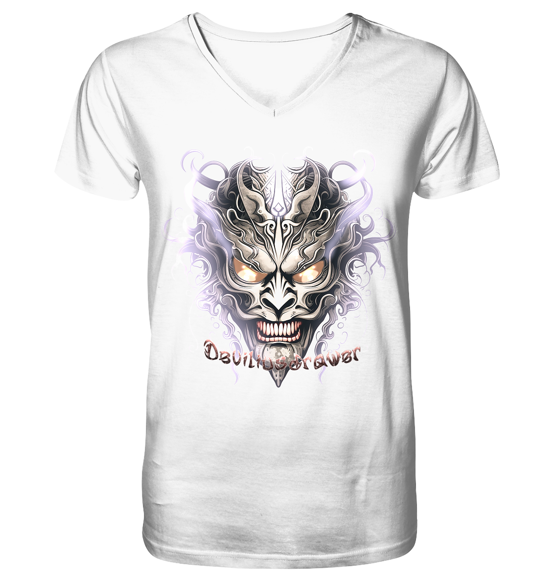 Deviliusdrawer Demon Mask Violet - V-Neck Shirt