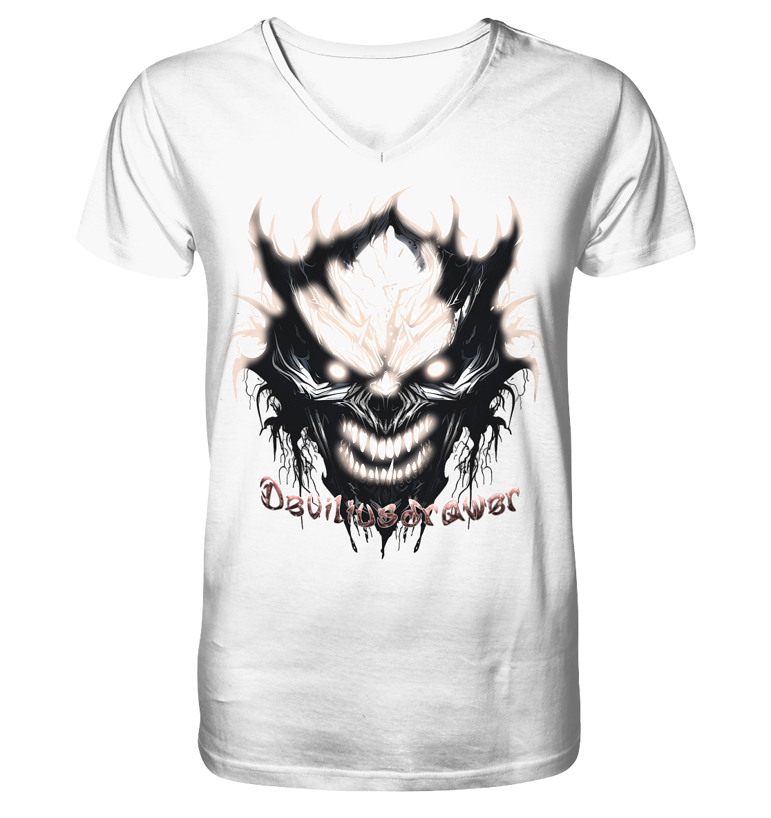 Deviliusdrawer Crazy Glow Devil - V-Neck Shirt