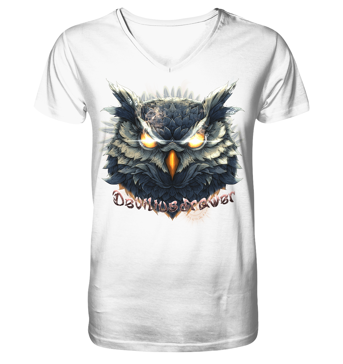 Deviliusdrawer Dark Fire Owl - V-Neck Shirt
