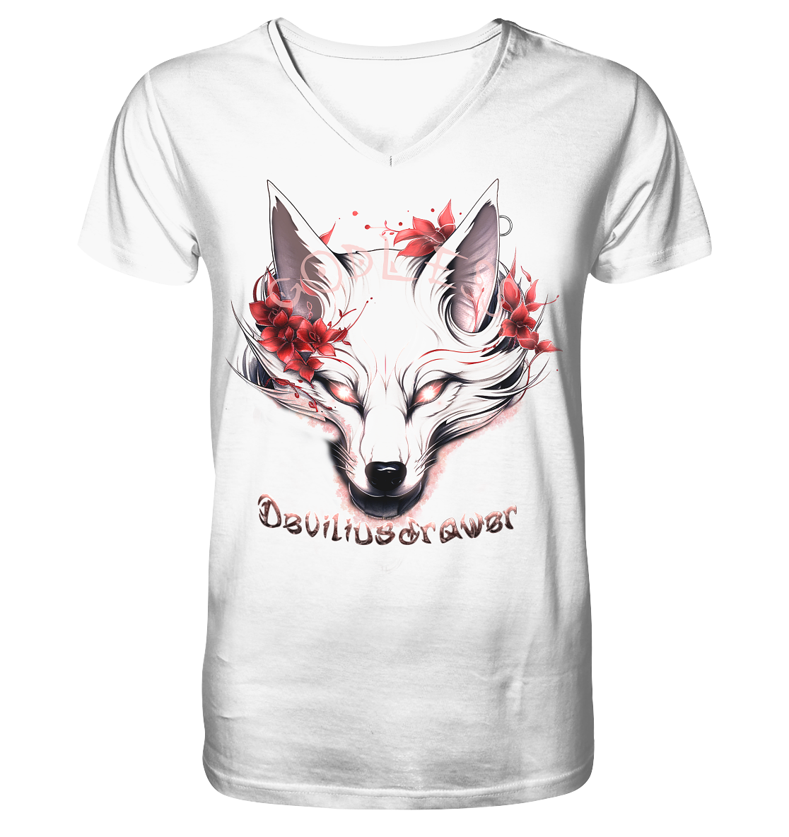 Deviliusdrawer Kitsune Wolf - V-Neck Shirt