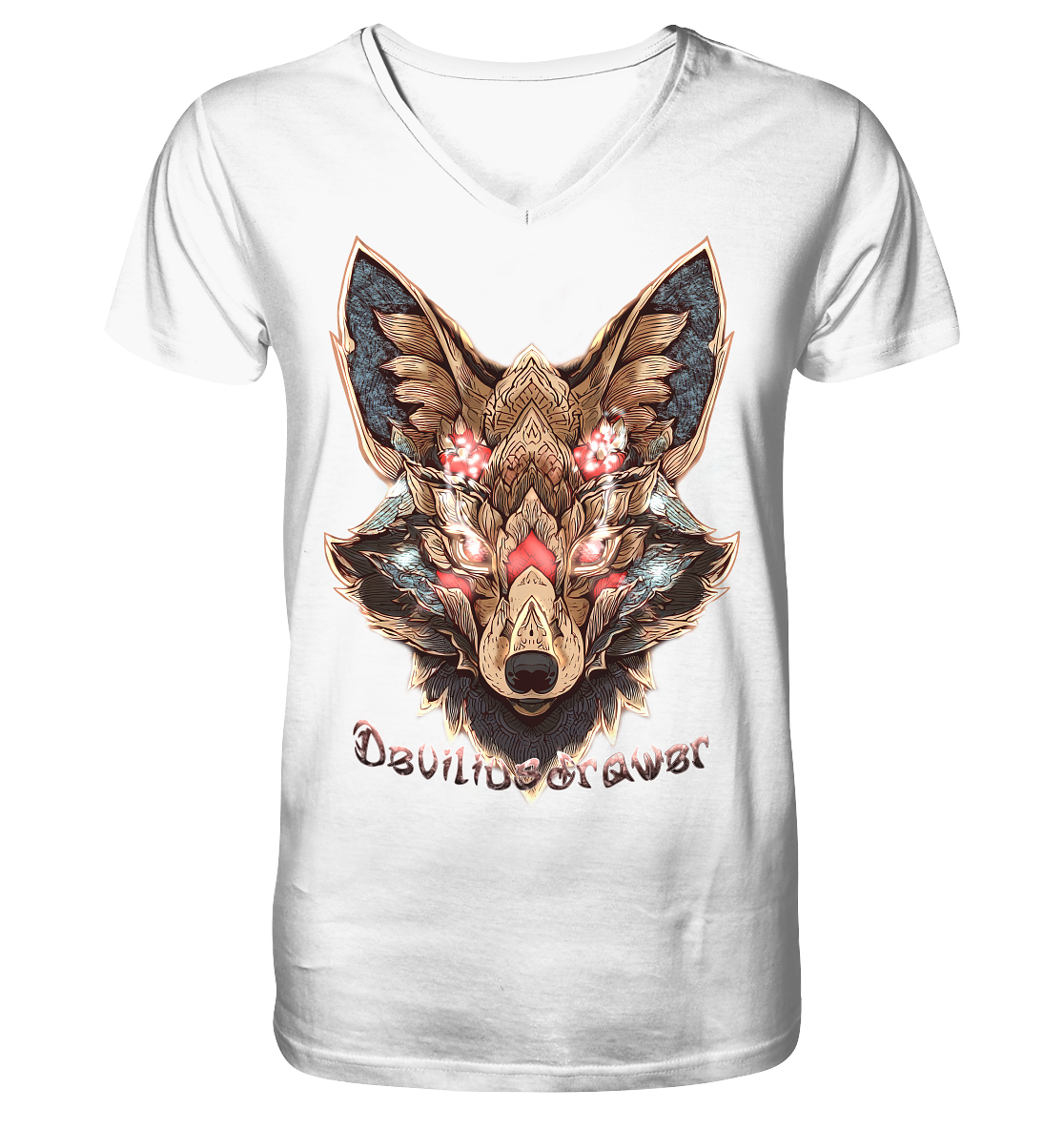 Deviliusdrawer Cristal Kitsune - V-Neck Shirt