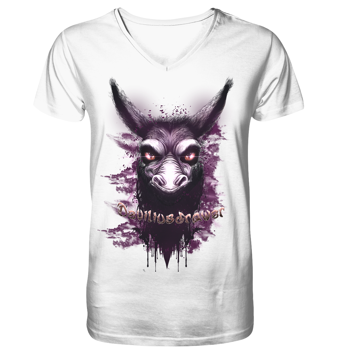 Deviliusdrawer Purple Donkey - V-Neck Shirt
