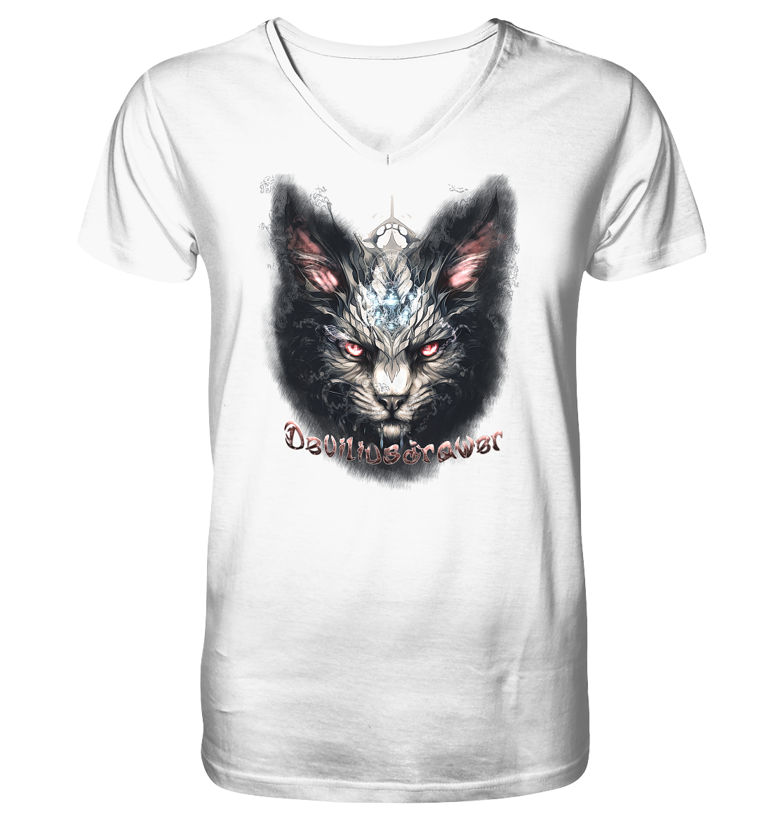 Deviliusdrawer Myshtical Redeyed Cat - V-Neck Shirt