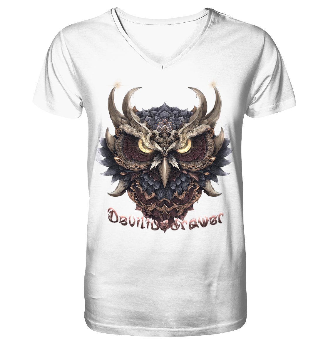 Deviliusdrawer Golden Owl - V-Neck Shirt
