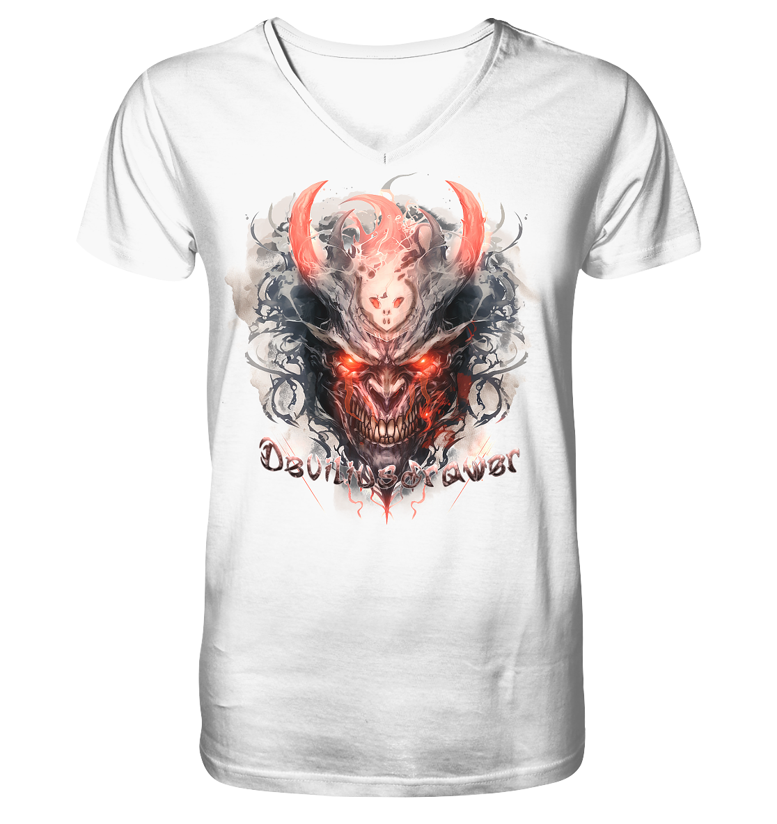 Deviliusdrawer Red Horn Devil - V-Neck Shirt