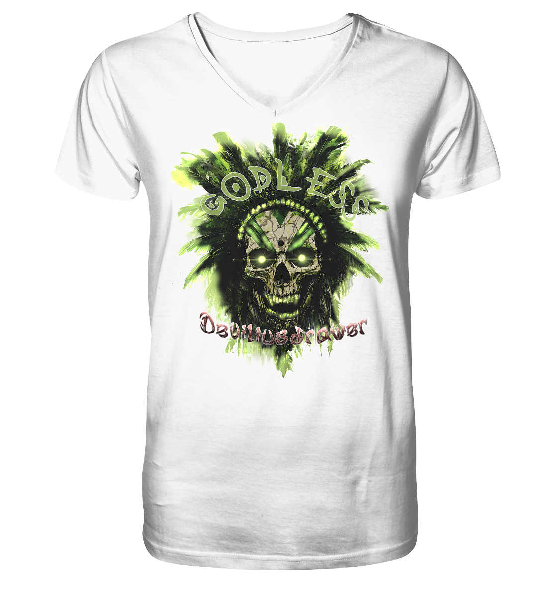 Deviliusdrawer Godless Skull - V-Neck Shirt