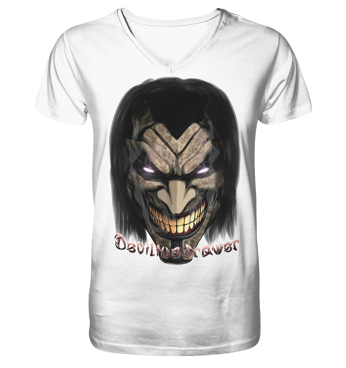 Deviliusdrawer Smiling Devil - V-Neck Shirt