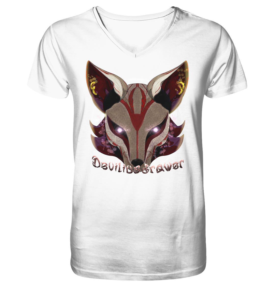 Deviliusdrawer Magic Kitsune - V-Neck Shirt
