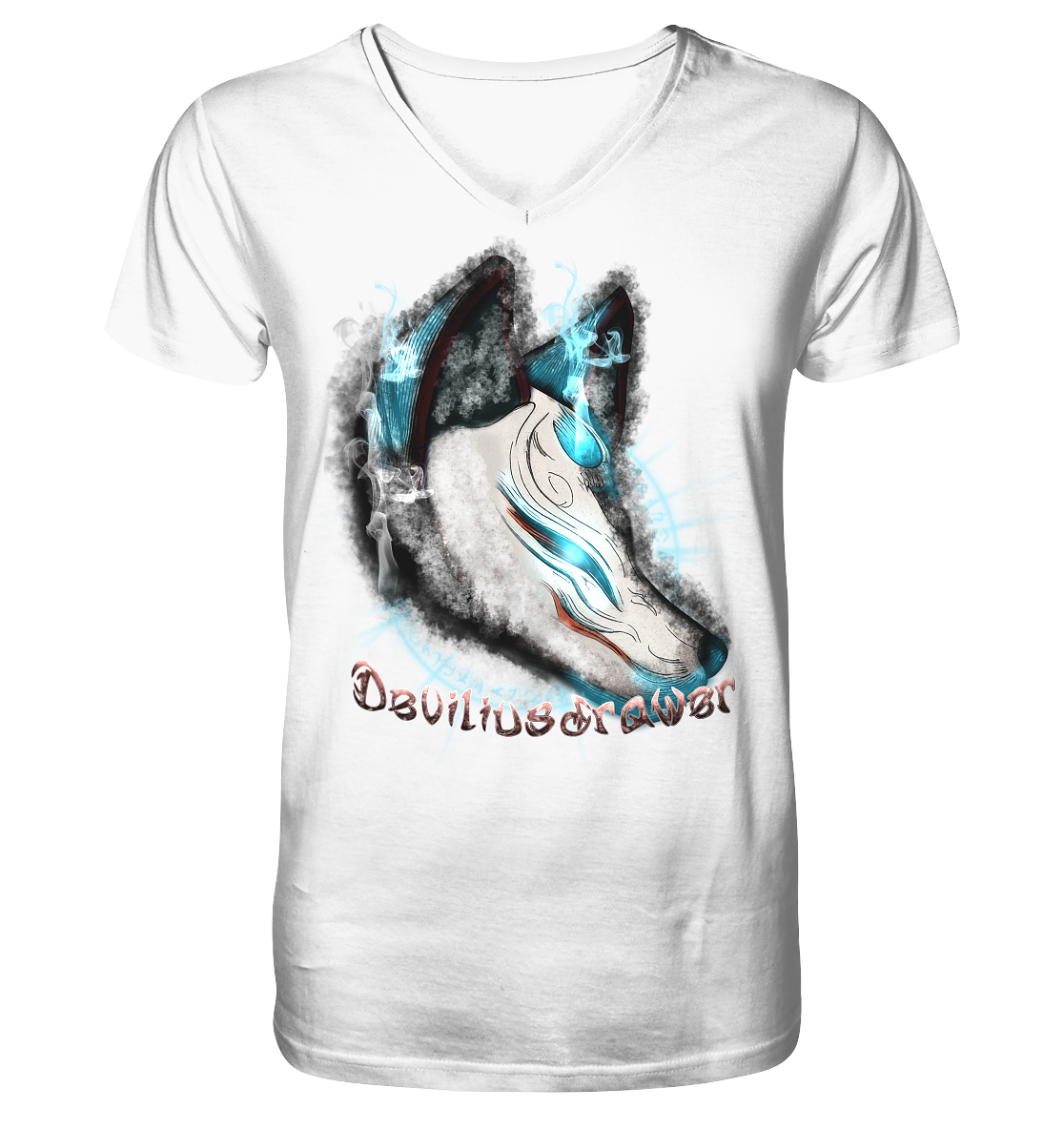 Deviliusdrawer Darkness Kitsune - V-Neck Shirt