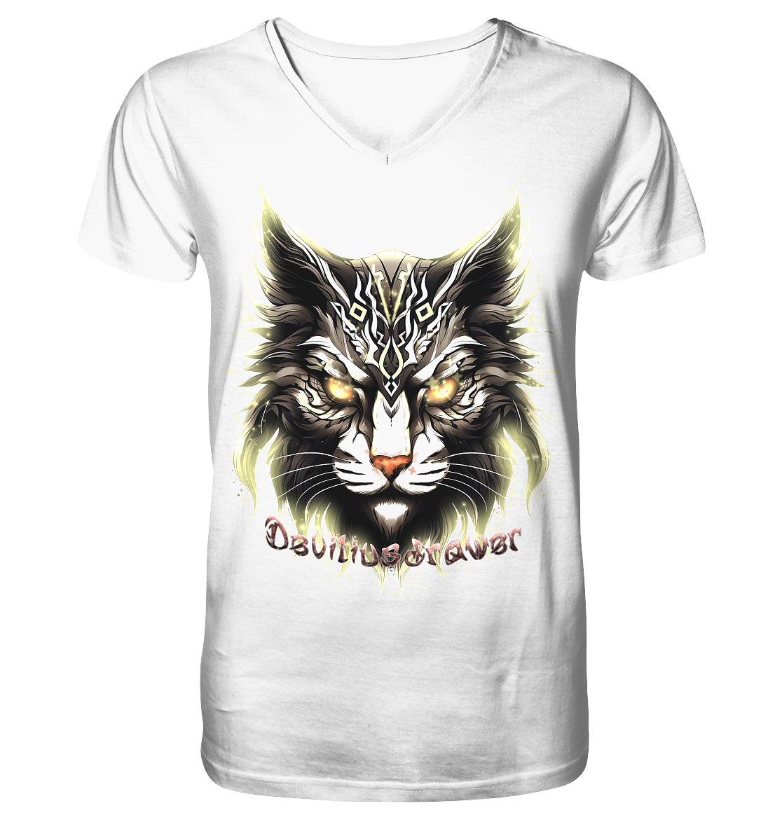 Deviliusdrawer Golden Cat - V-Neck Shirt