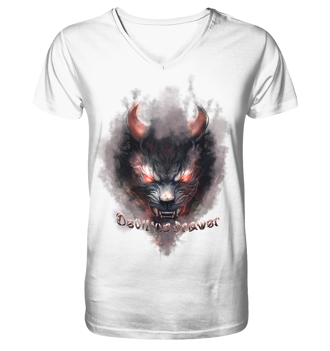 Deviliusdrawer Red Smoked Cat - V-Neck Shirt