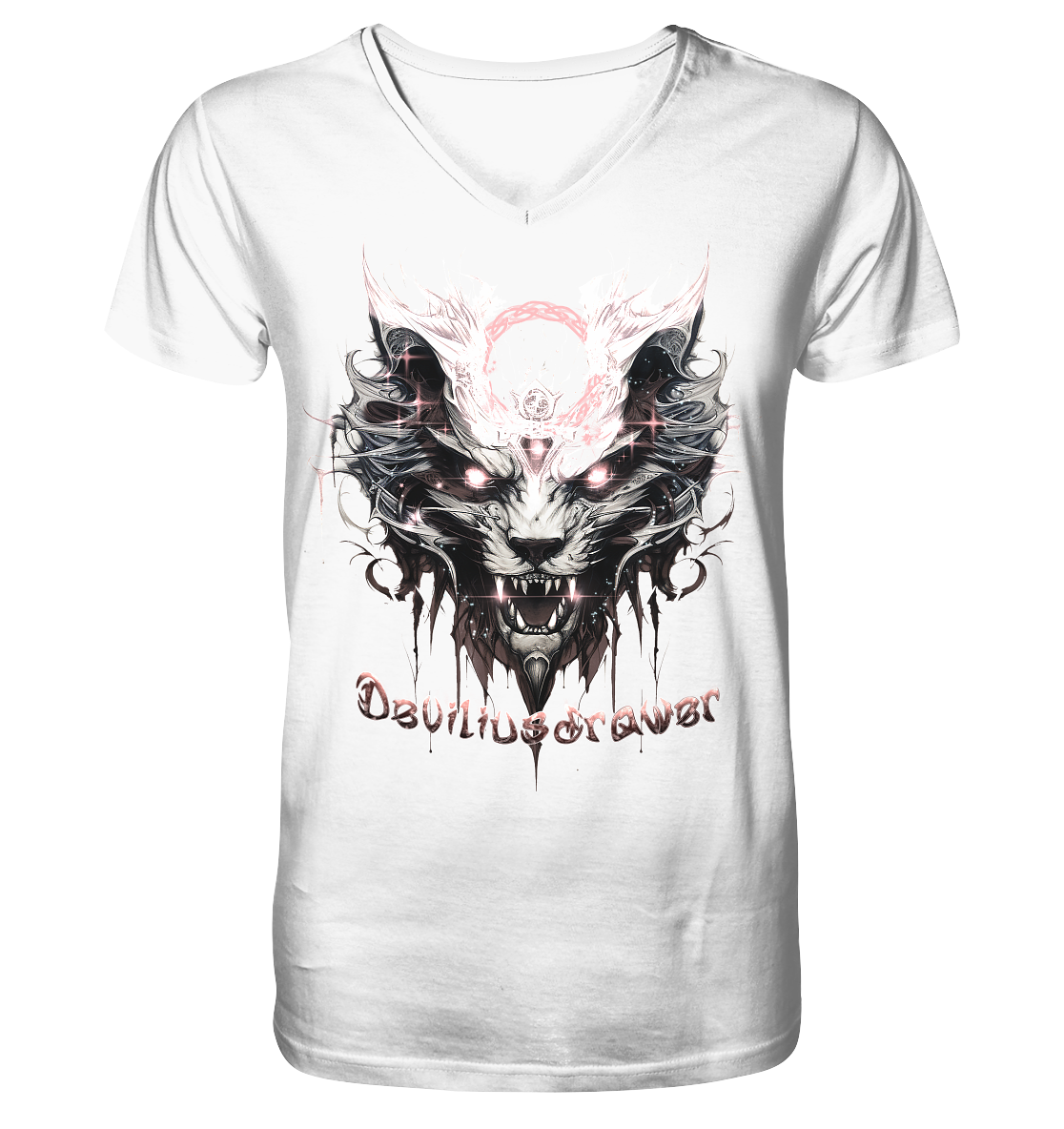Deviliusdrawer Demonic Glow Cat - V-Neck Shirt