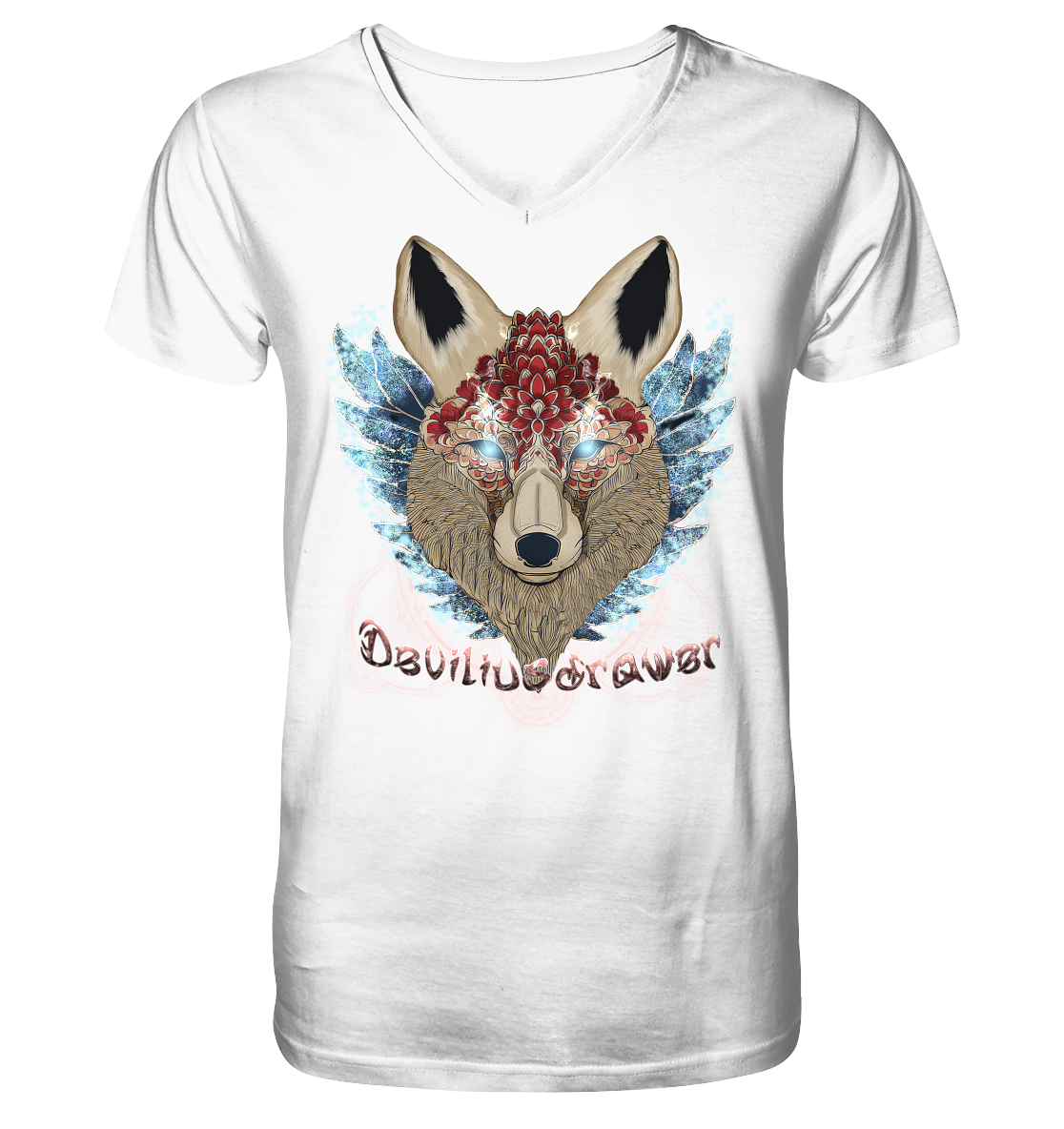 Deviliusdrawer Diamond Kitsune - V-Neck Shirt
