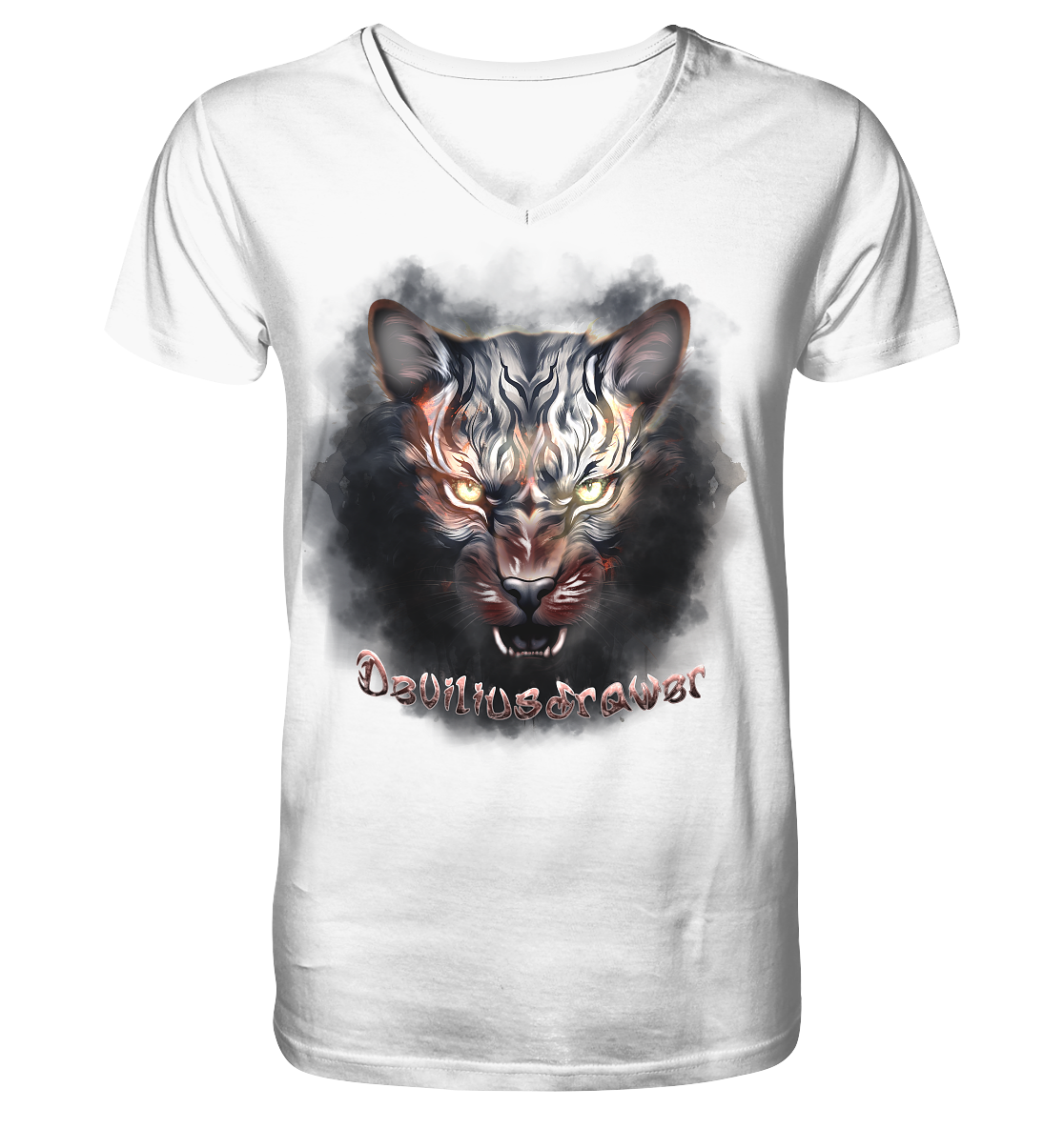Deviliusdrawer Smoke Tiger - V-Neck Shirt