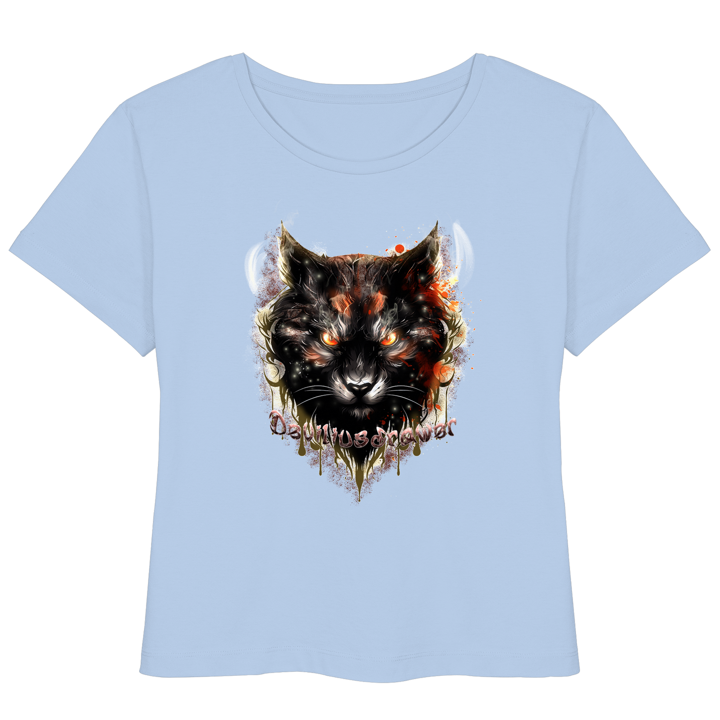 Deviliusdrawer Red Devil Cat - Womens Organic Lightweight T-Shirt