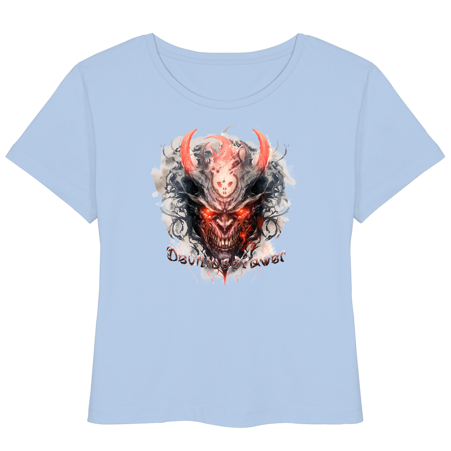 Deviliusdrawer Red Horn Devil - Womens Organic Lightweight T-Shirt