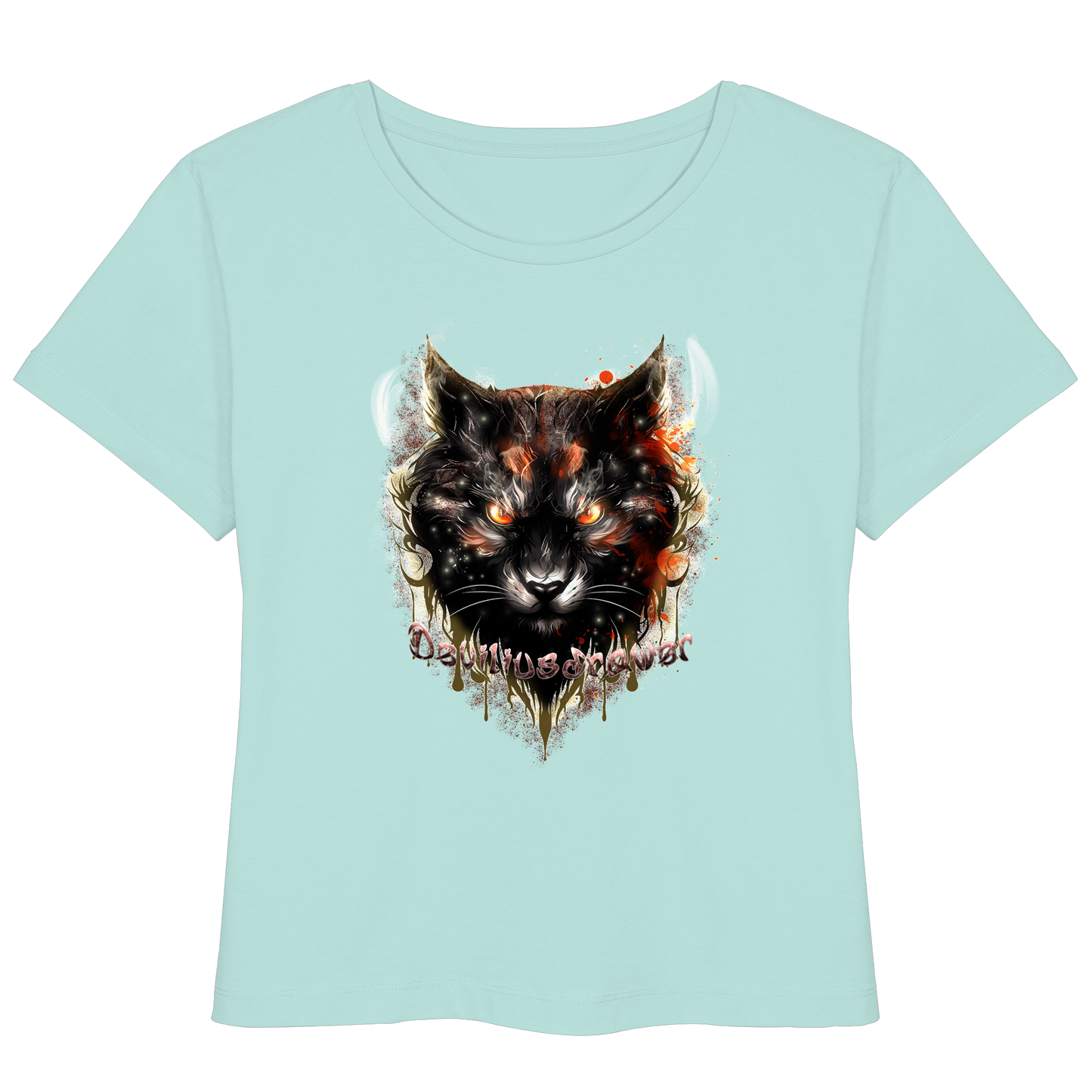 Deviliusdrawer Red Devil Cat - Womens Organic Lightweight T-Shirt