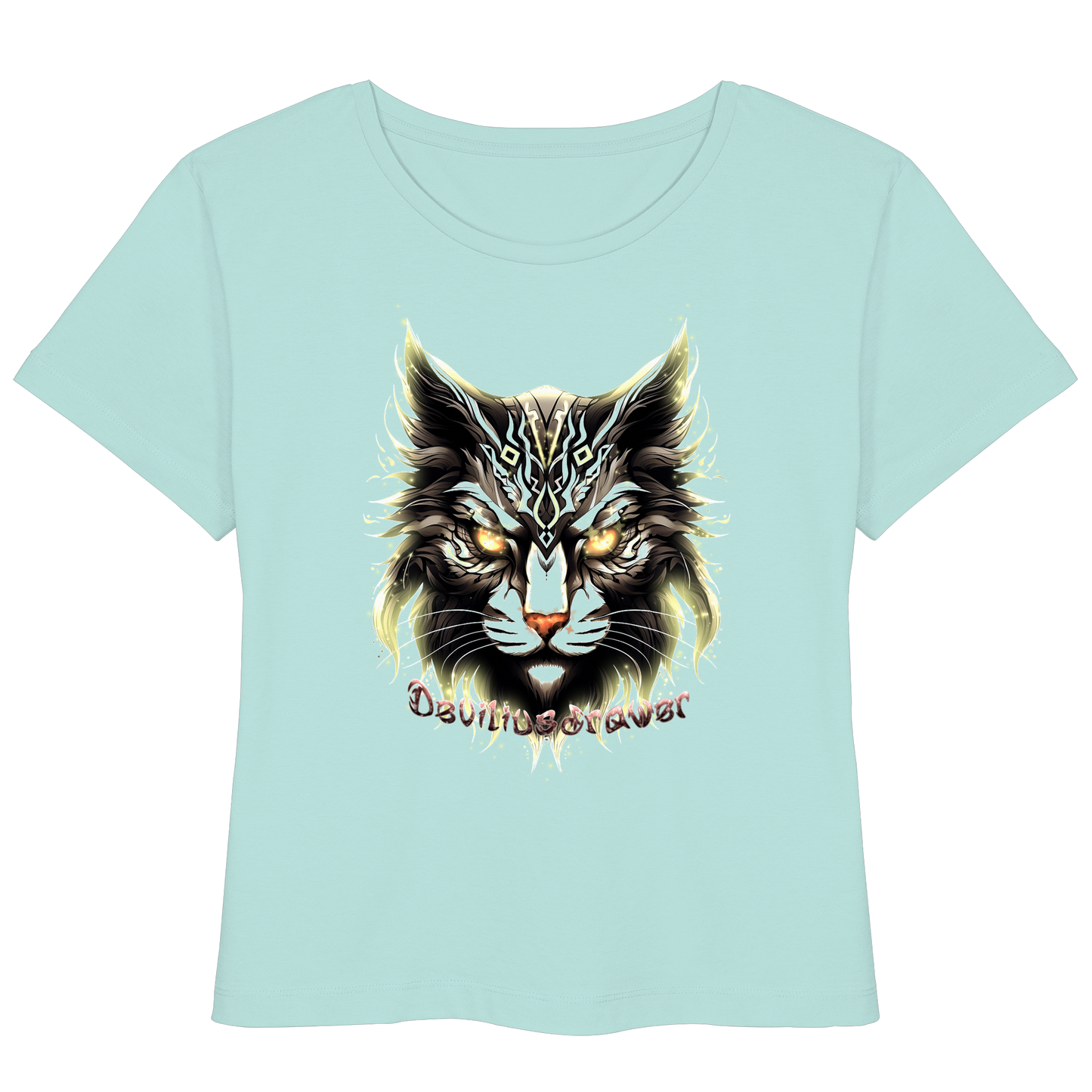 Deviliusdrawer Golden Cat - Womens Organic Lightweight T-Shirt