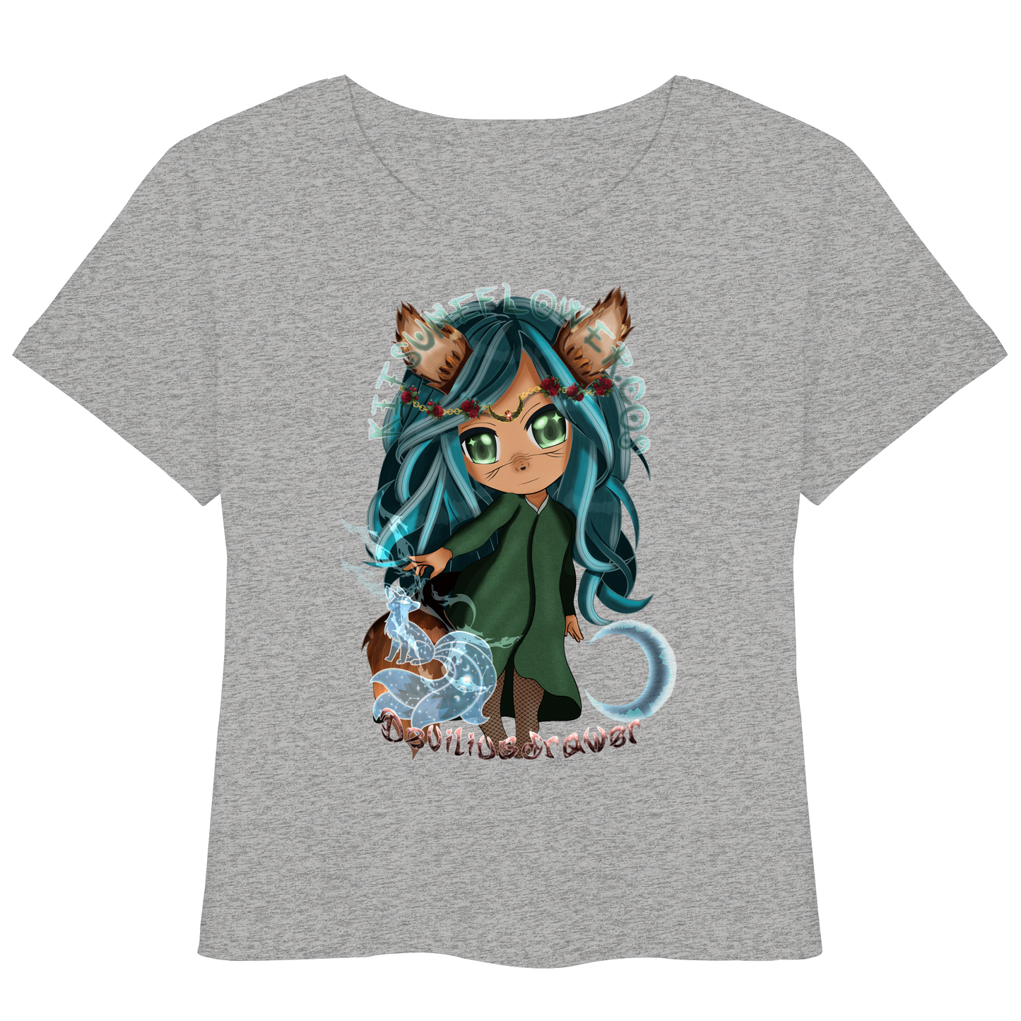 Deviliusdrawer Kitsuneflower - Womens Organic Lightweight T-Shirt