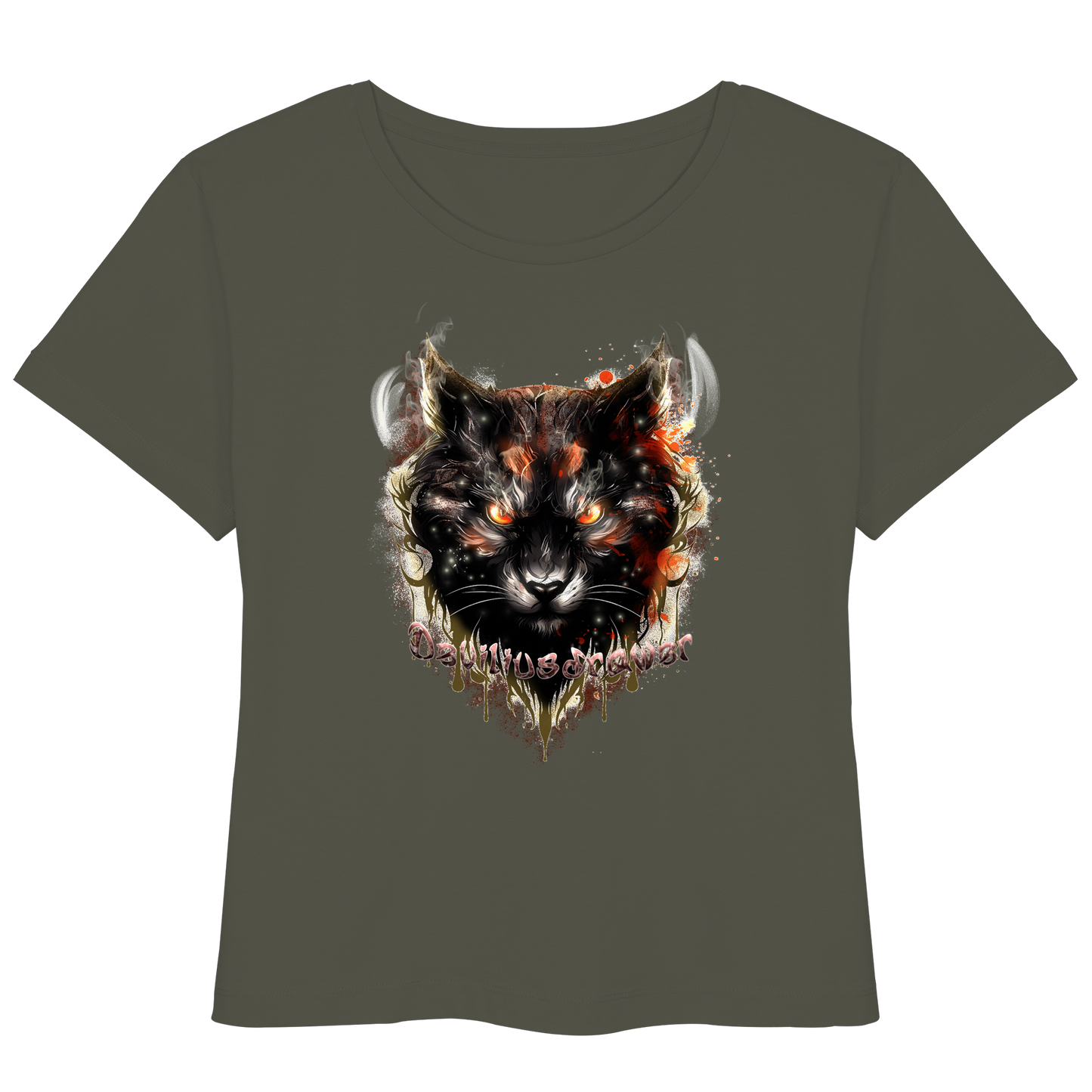 Deviliusdrawer Red Devil Cat - Womens Organic Lightweight T-Shirt