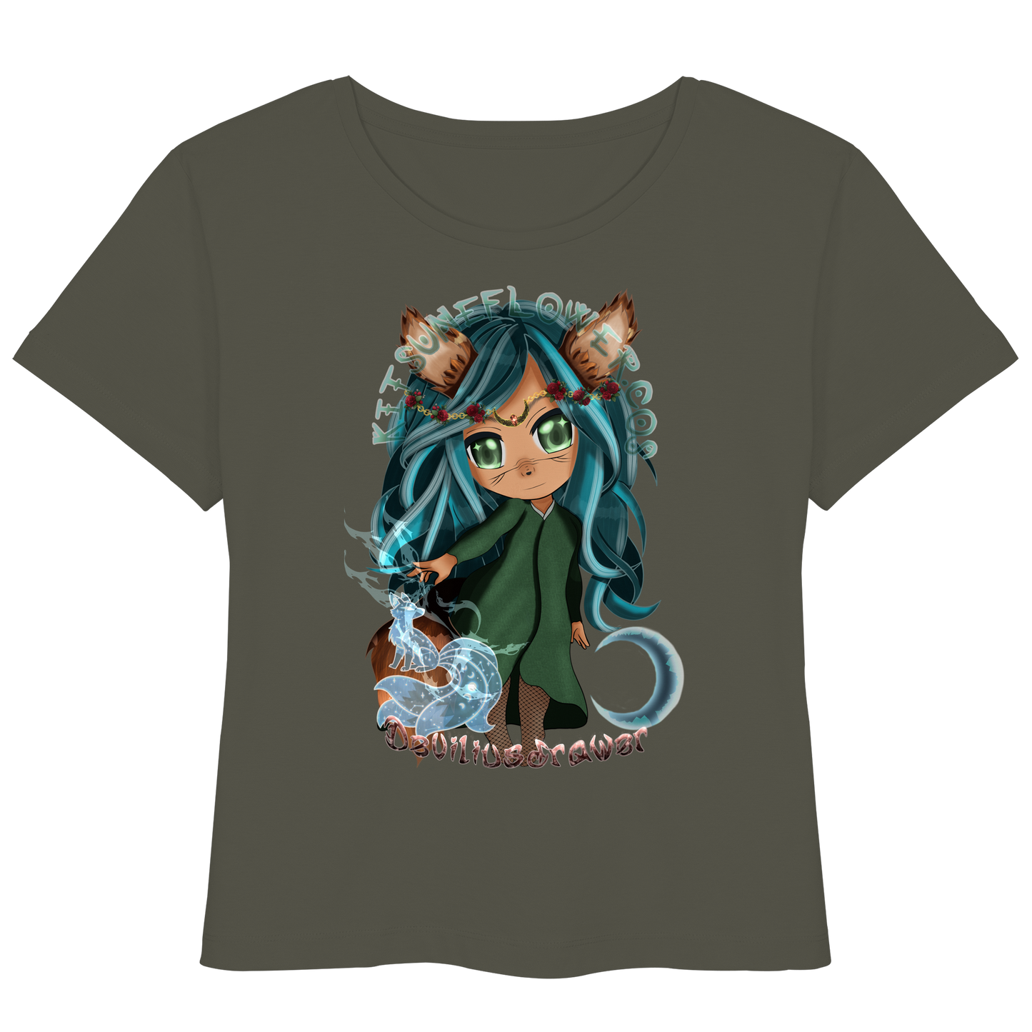 Deviliusdrawer Kitsuneflower - Womens Organic Lightweight T-Shirt