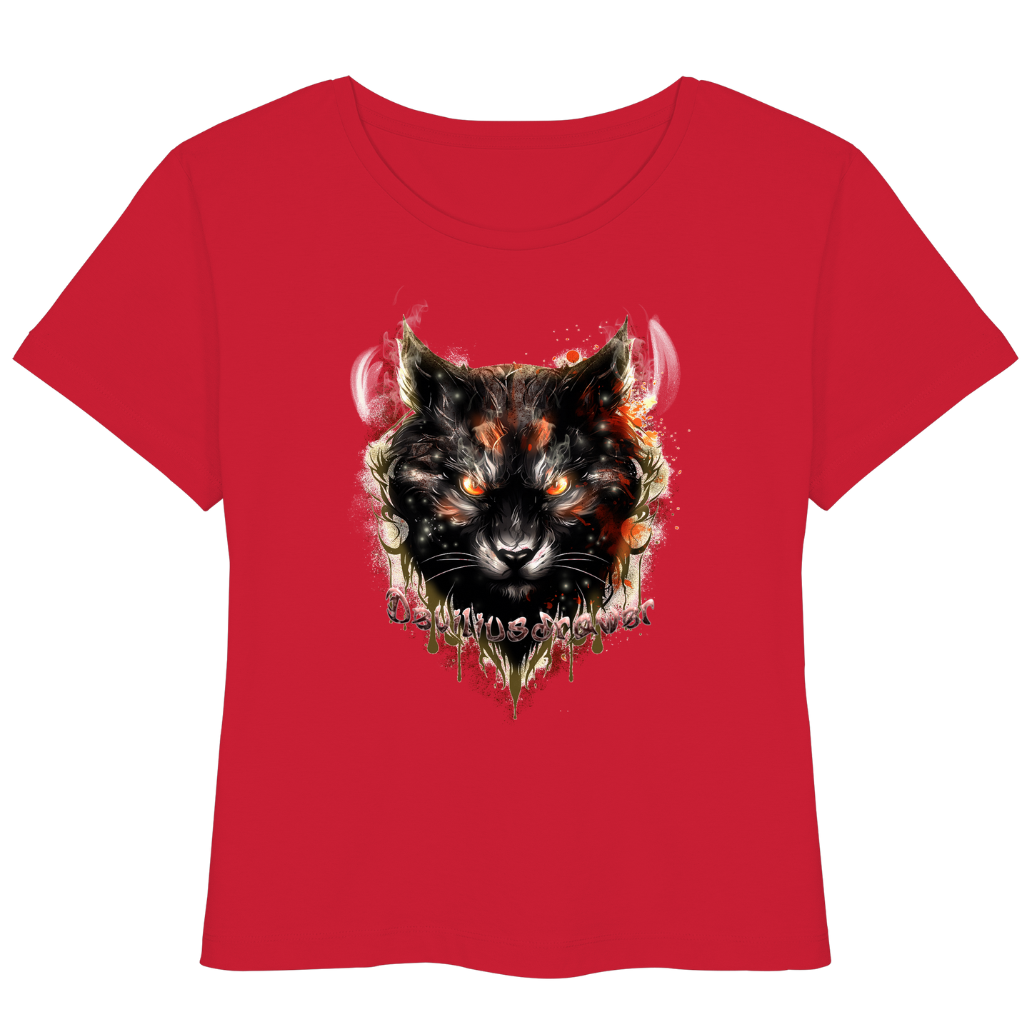 Deviliusdrawer Red Devil Cat - Womens Organic Lightweight T-Shirt