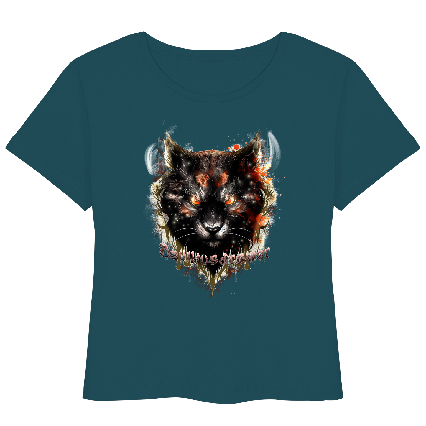 Deviliusdrawer Red Devil Cat - Womens Organic Lightweight T-Shirt