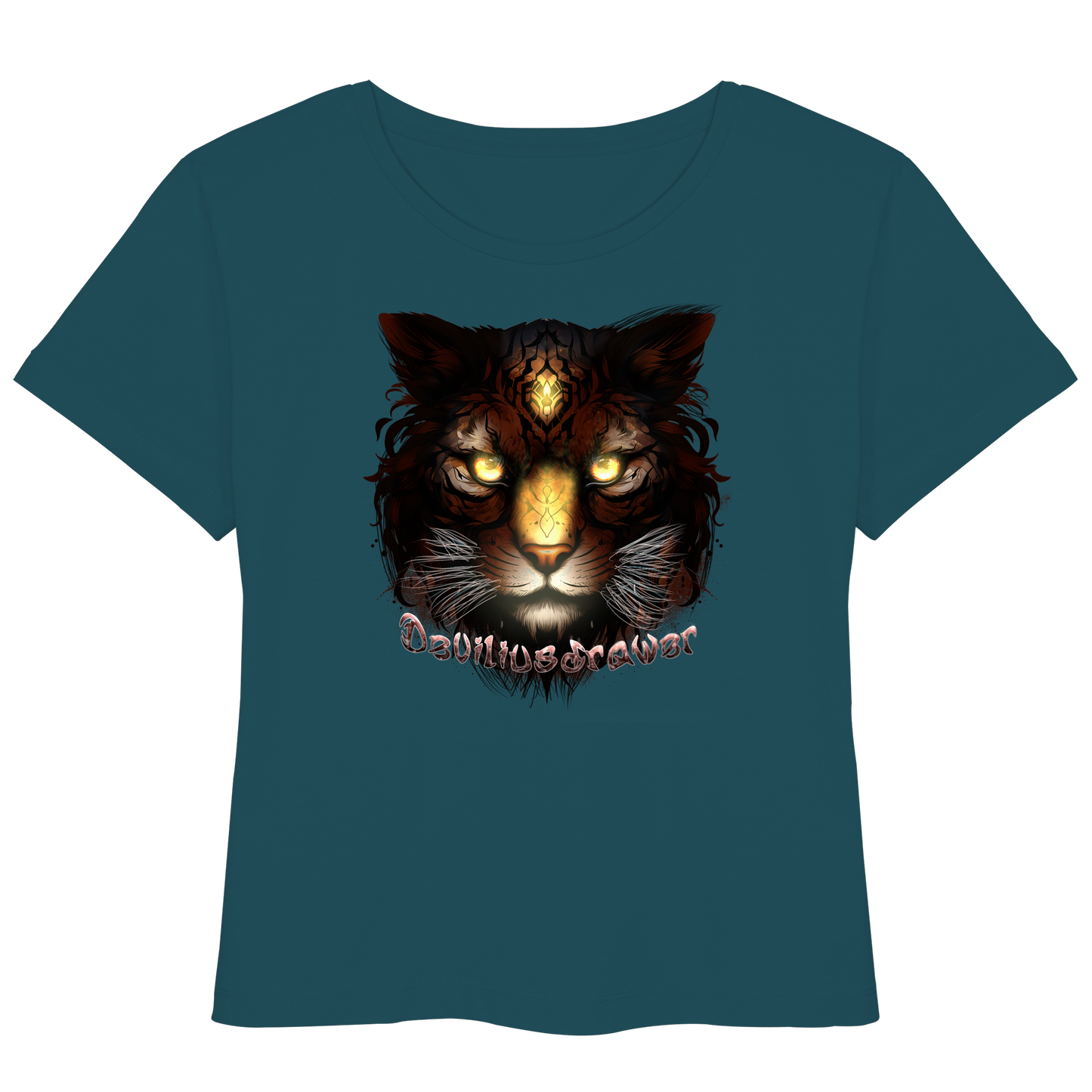 Deviliusdrawer Gold Tigercat - Womens Organic Lightweight T-Shirt