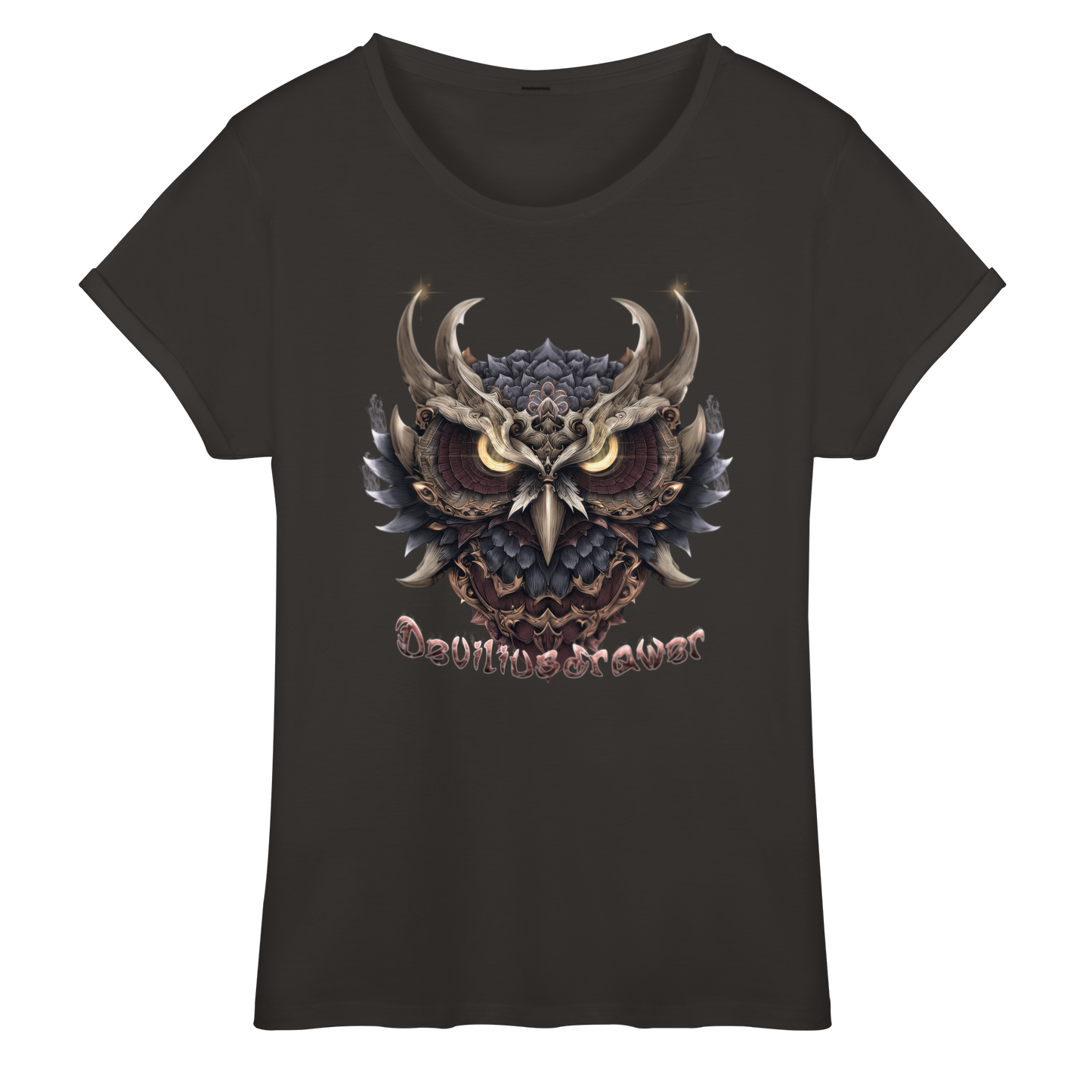 Deviliusdrawer Golden Owl - Womens Roll-Up T-Shirt