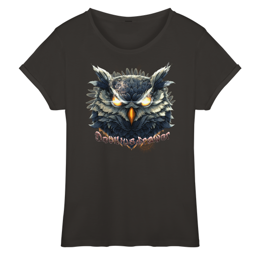 Deviliusdrawer Dark Fire Owl - Womens Roll-Up T-Shirt