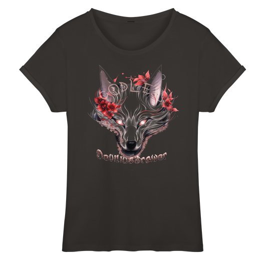 Deviliusdrawer Kitsune Wolf - Womens Roll-Up T-Shirt
