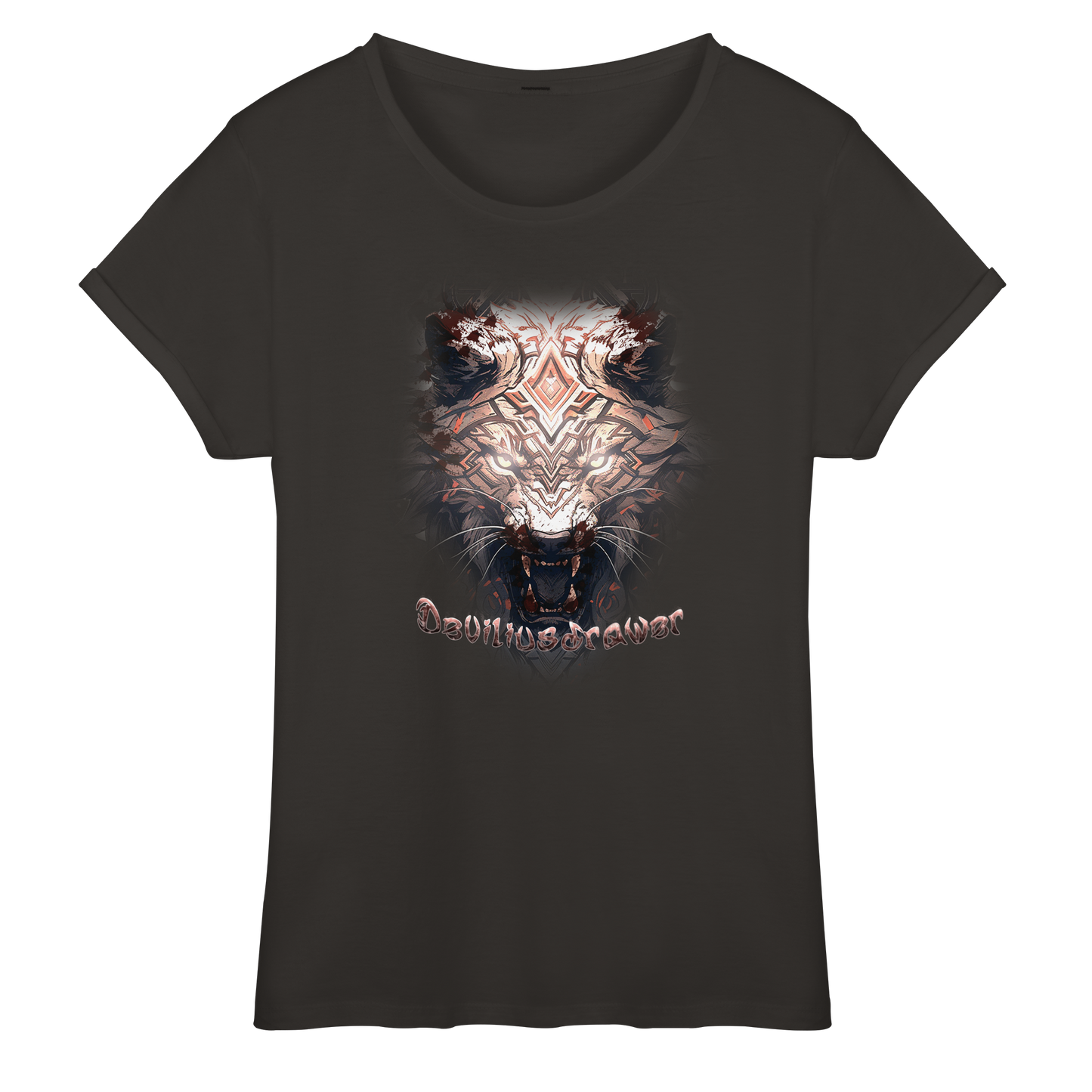 Deviliusdrawer Gold Metal Tiger - Womens Roll-Up T-Shirt