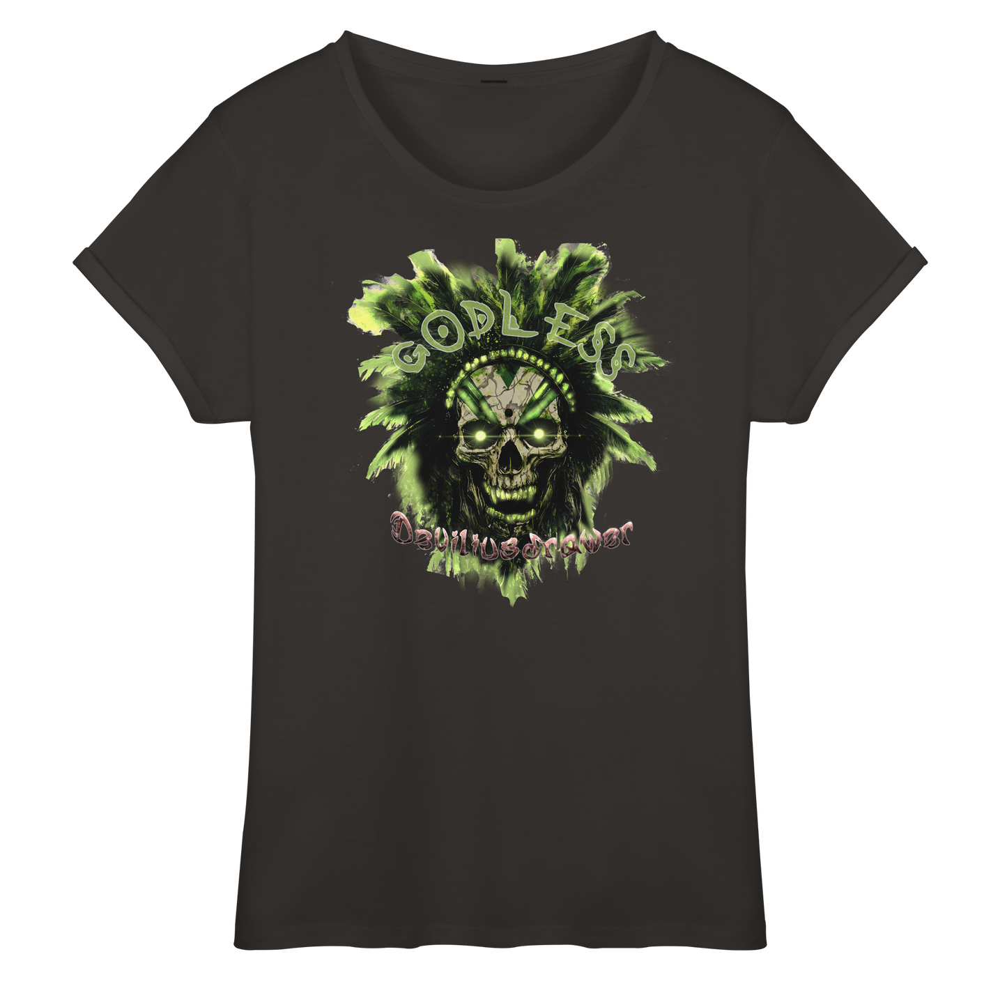 Deviliusdrawer Godless Skull - Womens Roll-Up T-Shirt