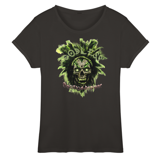 Deviliusdrawer Godless Skull - Womens Roll-Up T-Shirt