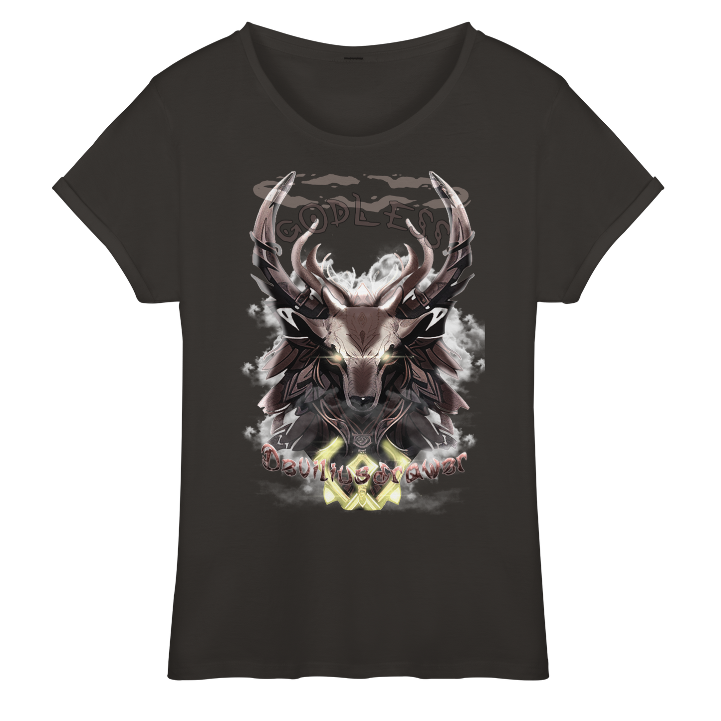 Deviliusdrawer Godless Deer - Womens Roll-Up T-Shirt