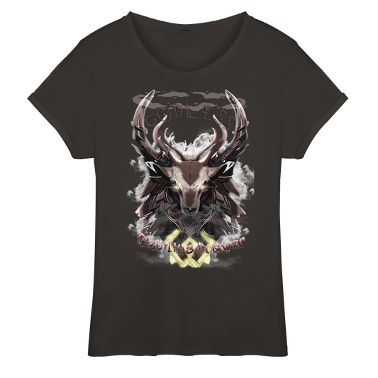 Deviliusdrawer Godless Deer - Womens Roll-Up T-Shirt