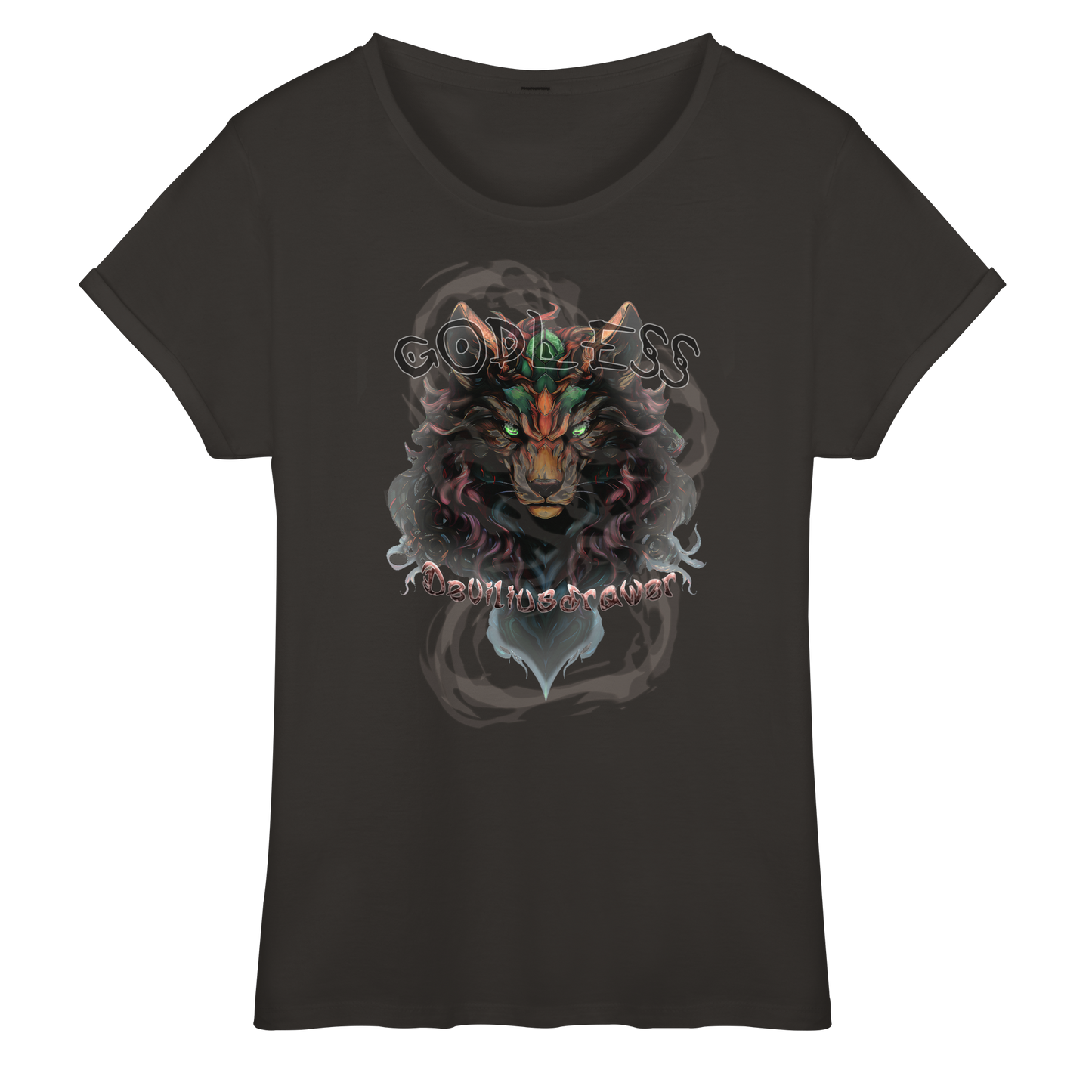 Deviliusdrawer Godless Wolf - Womens Roll-Up T-Shirt