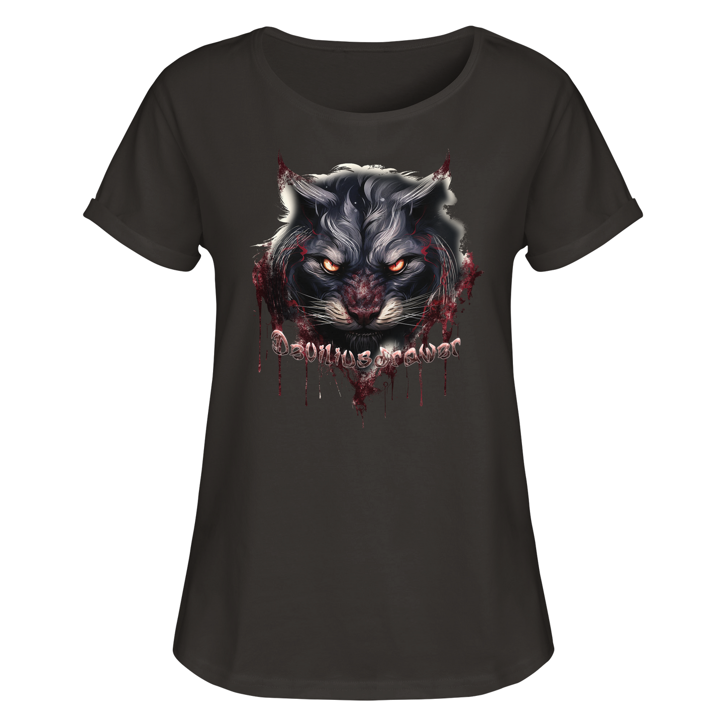 Deviliusdrawer Badass Cat - Womens Roll-Up T-Shirt