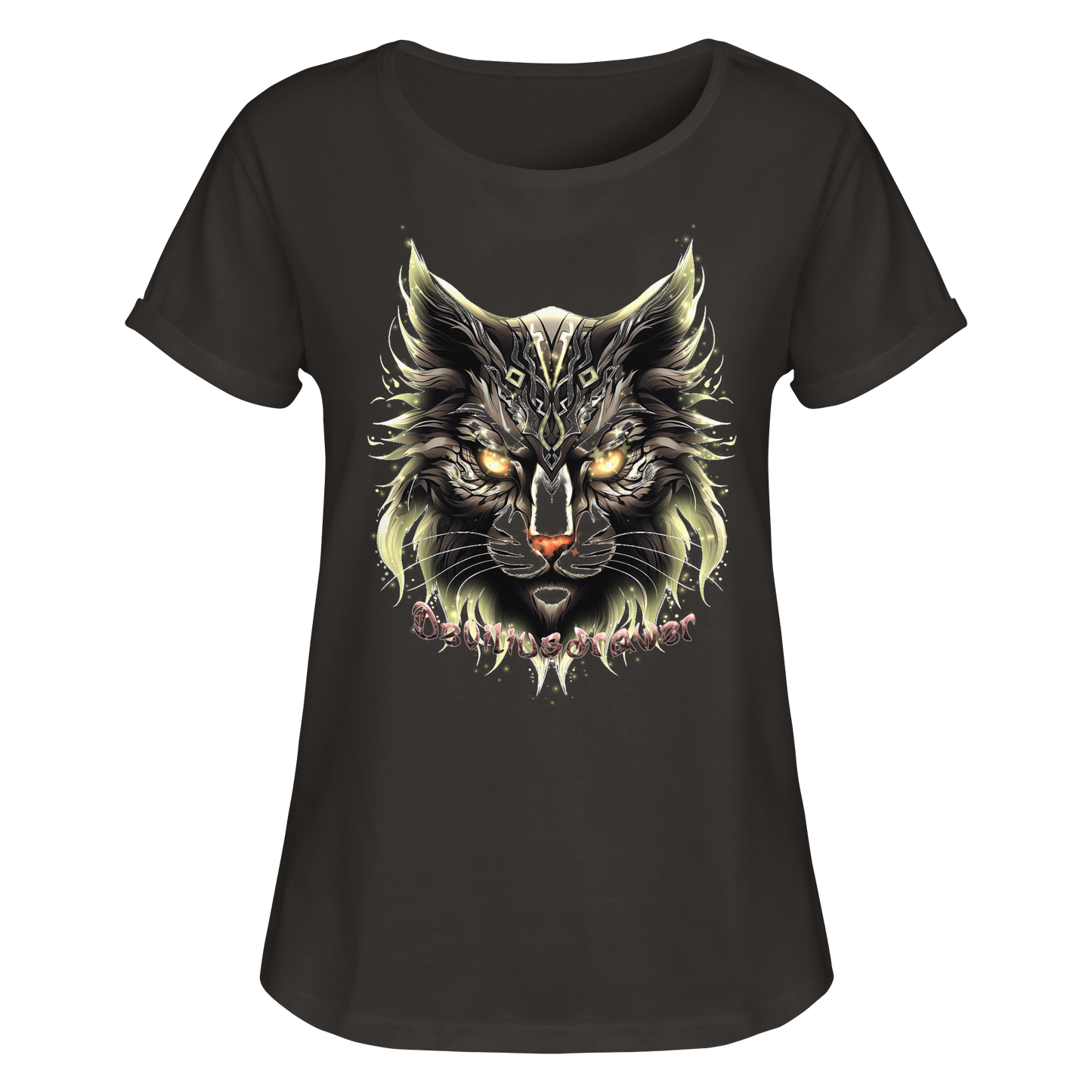 Deviliusdrawer Golden Cat - Womens Roll-Up T-Shirt
