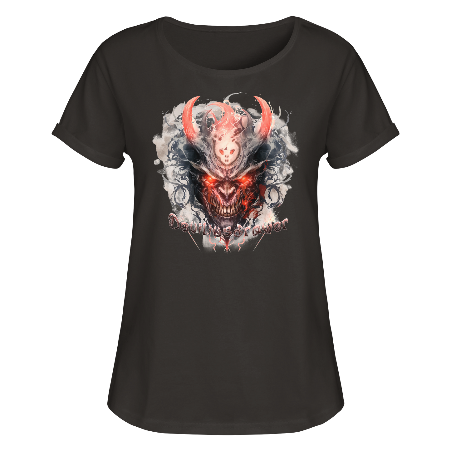 Deviliusdrawer Red Horn Devil - Womens Roll-Up T-Shirt