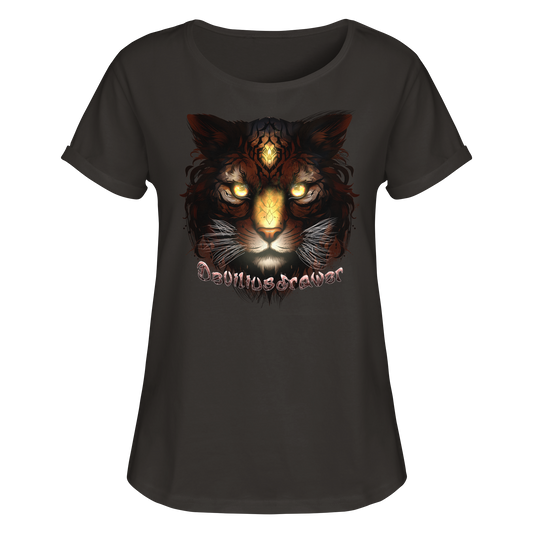 Deviliusdrawer Gold Tigercat - Womens Roll-Up T-Shirt