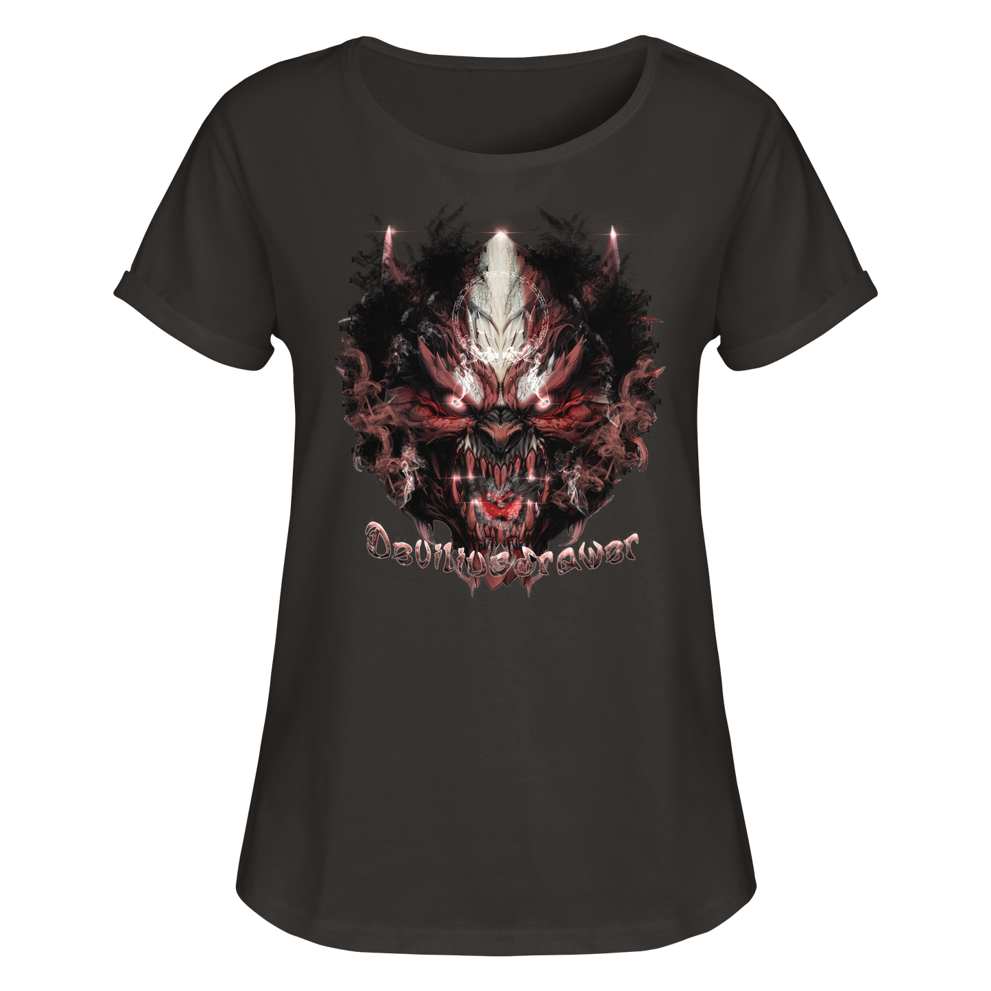 Deviliusdrawer Bloody Demon Vampire - Womens Roll-Up T-Shirt