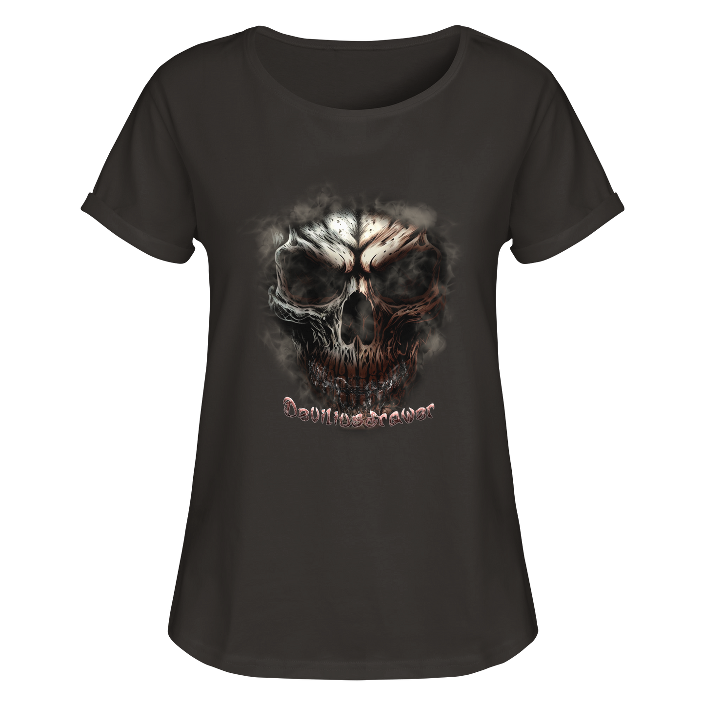 Deviliusdrawer Fire Skeleton - Womens Roll-Up T-Shirt