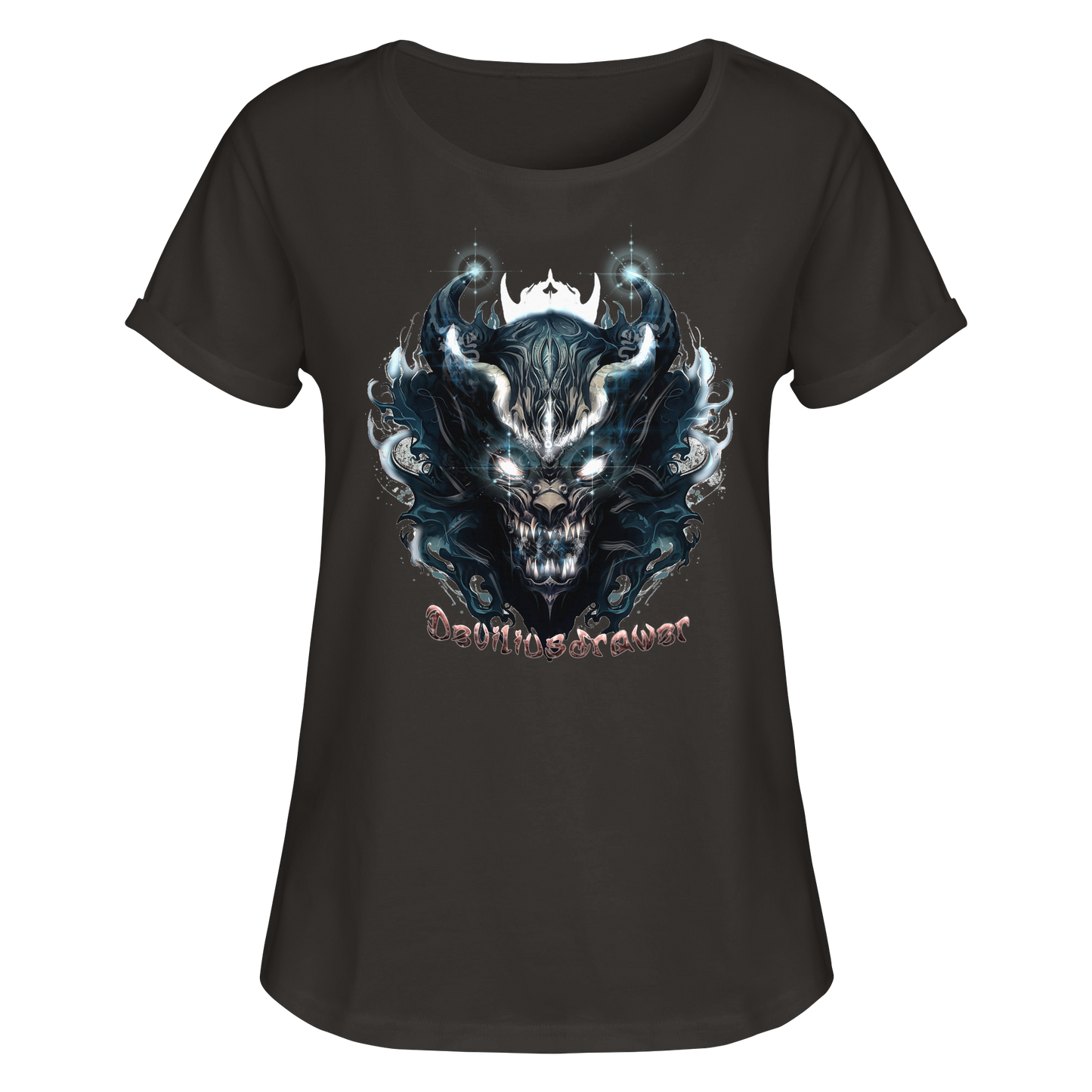 Deviliusdrawer Demonic Star - Womens Roll-Up T-Shirt